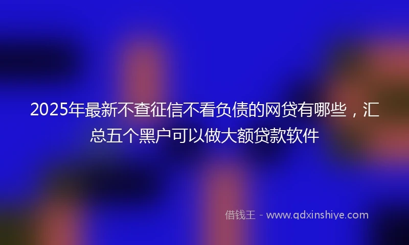 2025年最新不查征信不看负债的网贷有哪些，汇总五个黑户可以做大额贷款软件