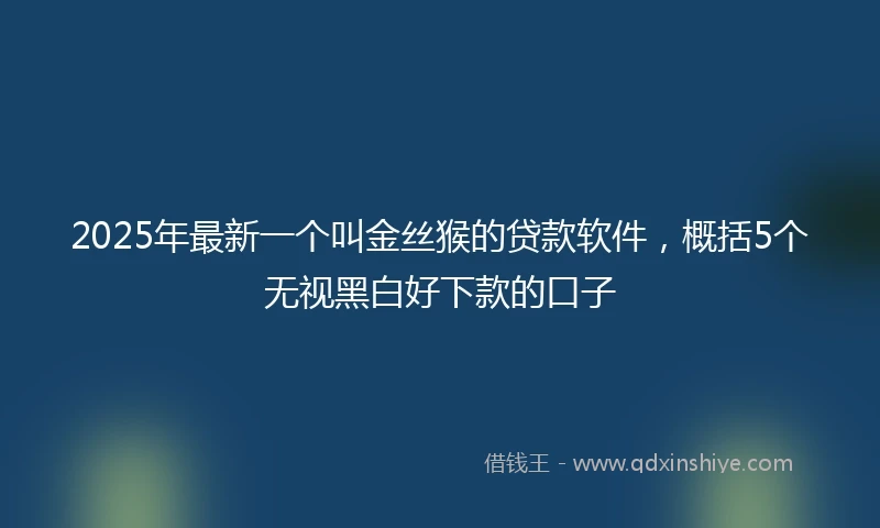 2025年最新一个叫金丝猴的贷款软件，概括5个无视黑白好下款的口子