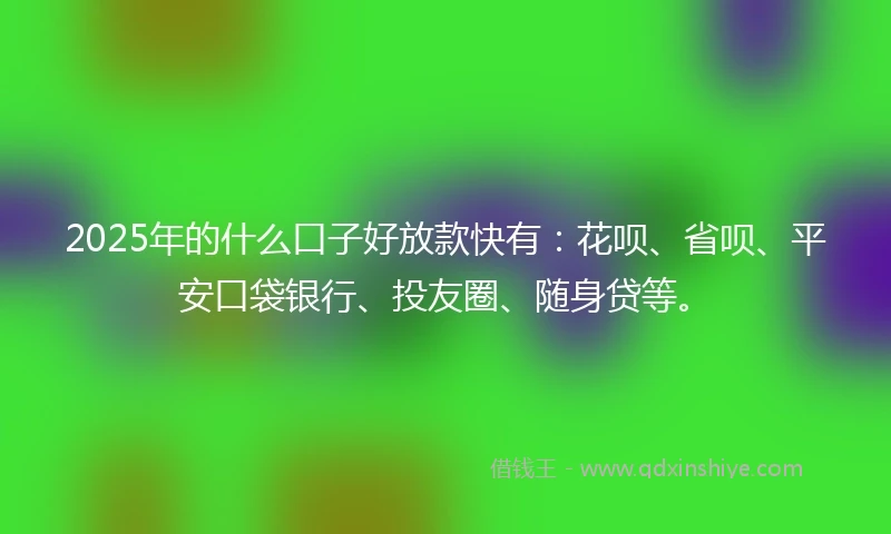 2025年的什么口子好放款快有：花呗、省呗、平安口袋银行、投友圈、随身贷等。