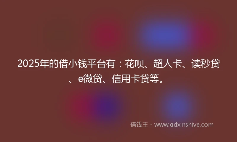 2025年的借小钱平台有：花呗、超人卡、读秒贷、e微贷、信用卡贷等。