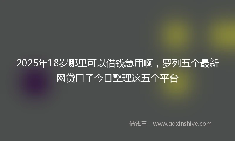 2025年18岁哪里可以借钱急用啊，罗列五个最新网贷口子今日整理这五个平台