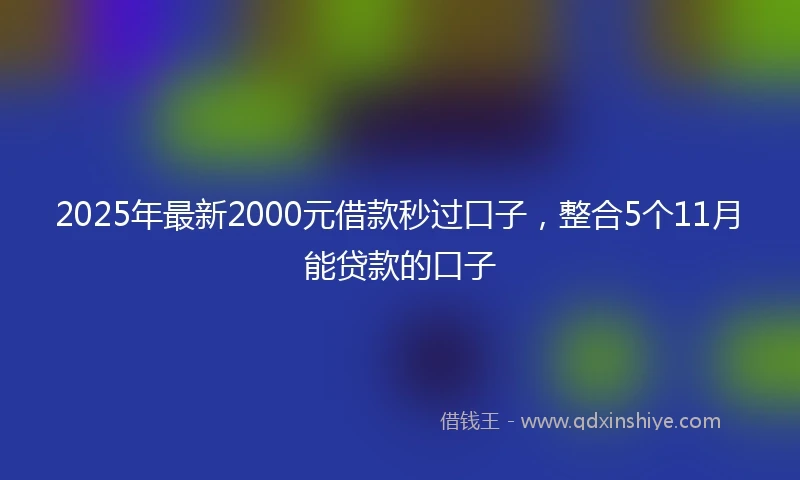 2025年最新2000元借款秒过口子，整合5个11月能贷款的口子