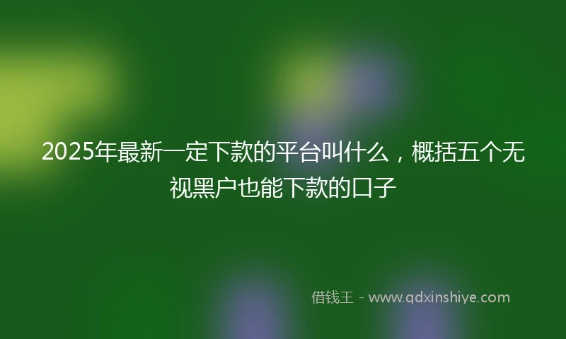 2025年最新一定下款的平台叫什么，概括五个无视黑户也能下款的口子