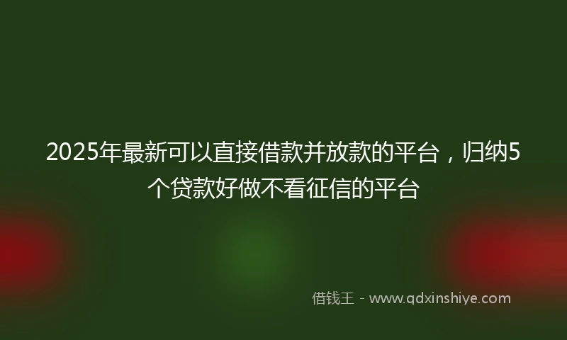 2025年最新可以直接借款并放款的平台，归纳5个贷款好做不看征信的平台
