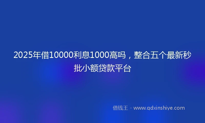 2025年借10000利息1000高吗，整合五个最新秒批小额贷款平台