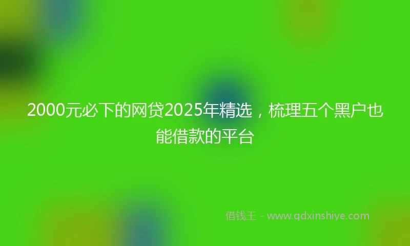 2000元必下的网贷2025年精选，梳理五个黑户也能借款的平台