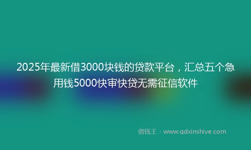 2025年最新借3000块钱的贷款平台，汇总五个急用钱5000快审快贷无需征信软件
