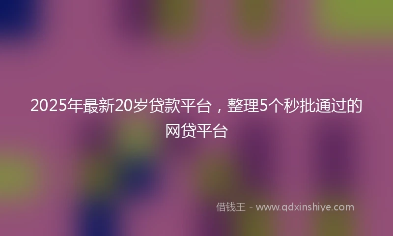 2025年最新20岁贷款平台，整理5个秒批通过的网贷平台