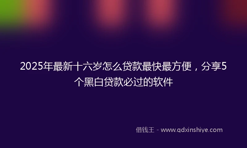 2025年最新十六岁怎么贷款最快最方便，分享5个黑白贷款必过的软件