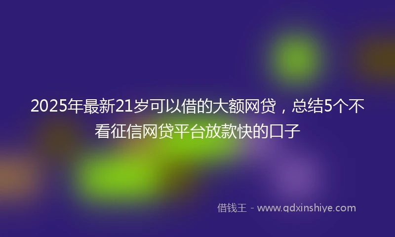 2025年最新21岁可以借的大额网贷，总结5个不看征信网贷平台放款快的口子