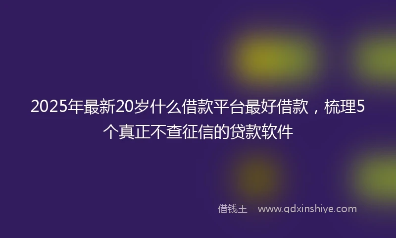 2025年最新20岁什么借款平台最好借款，梳理5个真正不查征信的贷款软件