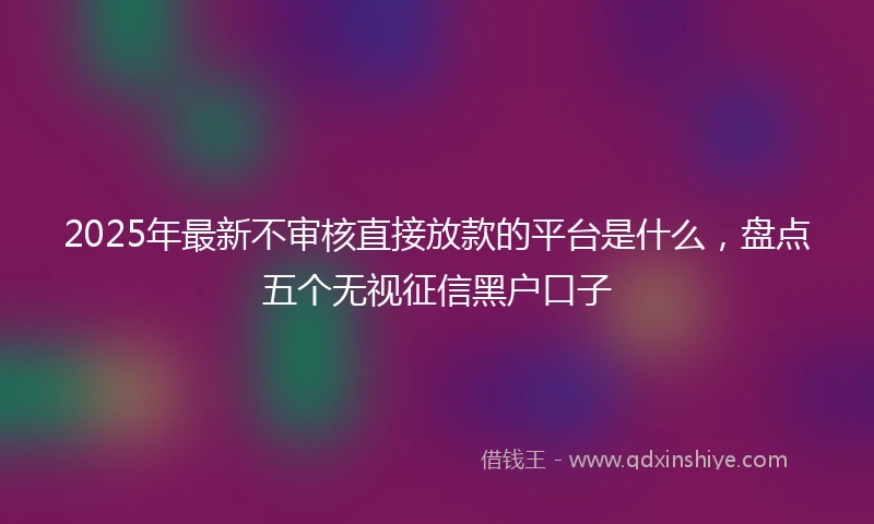2025年最新不审核直接放款的平台是什么，盘点五个无视征信黑户口子