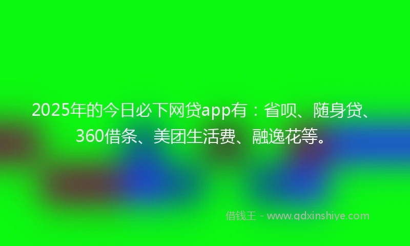 2025年的今日必下网贷app有：省呗、随身贷、360借条、美团生活费、融逸花等。