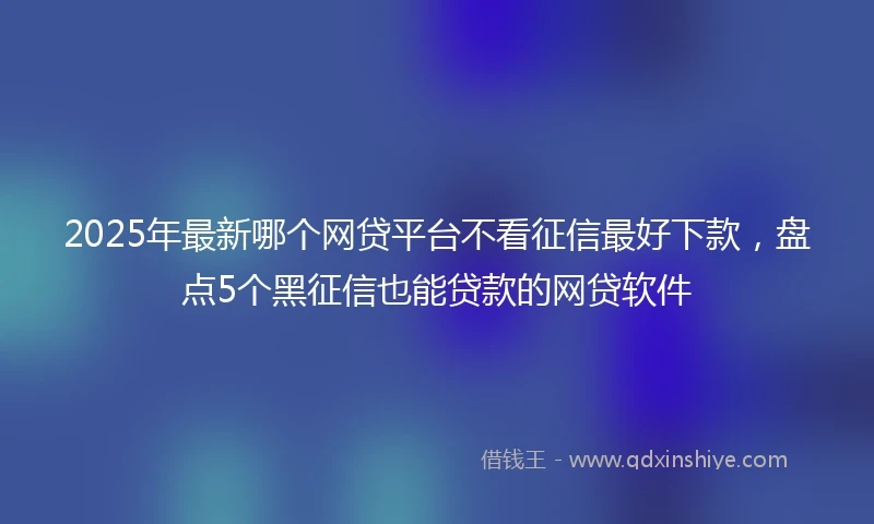 2025年最新哪个网贷平台不看征信最好下款，盘点5个黑征信也能贷款的网贷软件