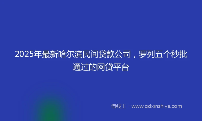 2025年最新哈尔滨民间贷款公司，罗列五个秒批通过的网贷平台