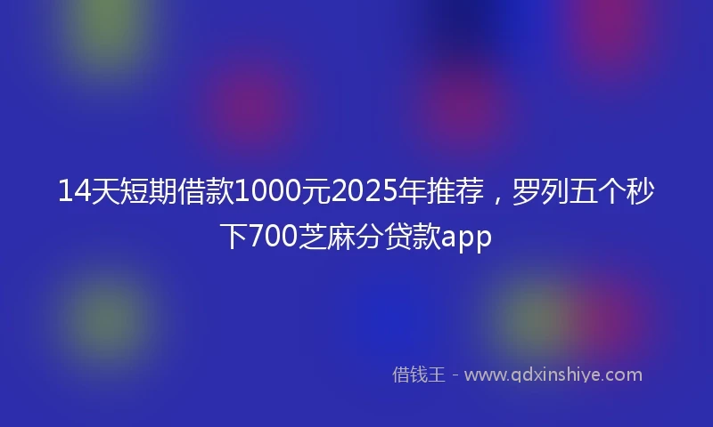 14天短期借款1000元2025年推荐，罗列五个秒下700芝麻分贷款app