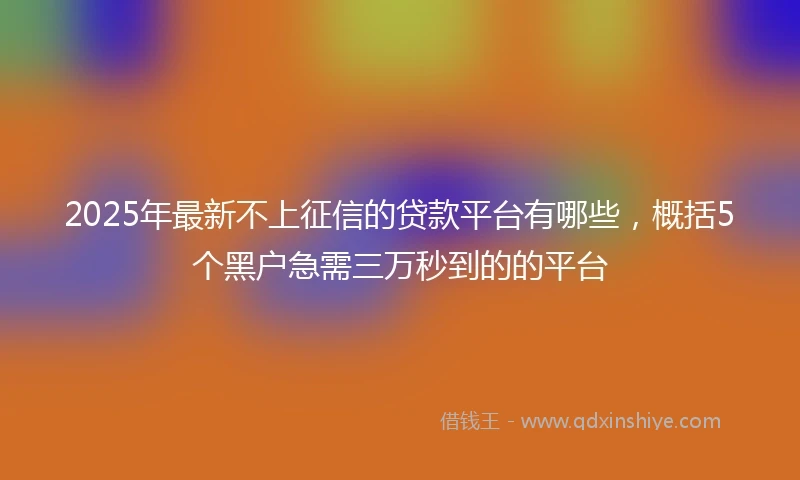 2025年最新不上征信的贷款平台有哪些，概括5个黑户急需三万秒到的的平台