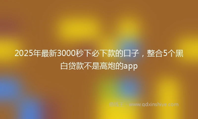 2025年最新3000秒下必下款的口子，整合5个黑白贷款不是高炮的app