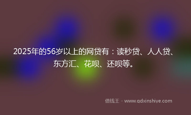 2025年的56岁以上的网贷有：读秒贷、人人贷、东方汇、花呗、还呗等。
