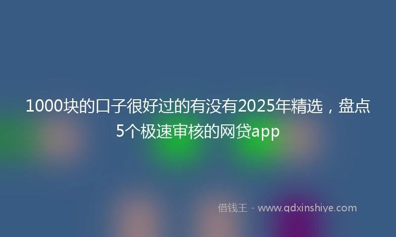 1000块的口子很好过的有没有2025年精选，盘点5个极速审核的网贷app