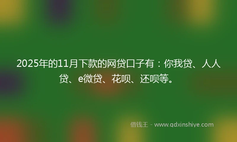 2025年的11月下款的网贷口子有：你我贷、人人贷、e微贷、花呗、还呗等。