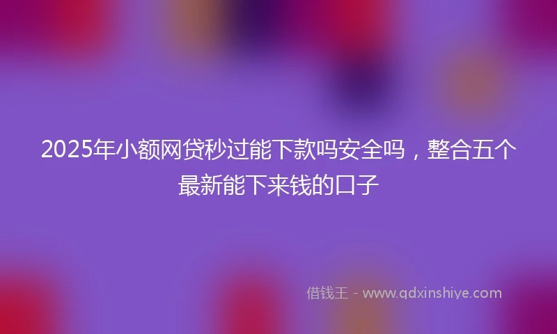 2025年小额网贷秒过能下款吗安全吗，整合五个最新能下来钱的口子