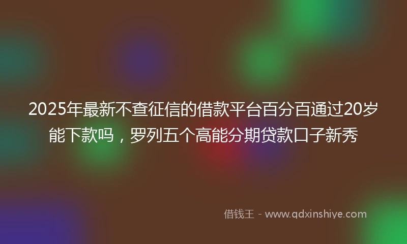 2025年最新不查征信的借款平台百分百通过20岁能下款吗，罗列五个高能分期贷款口子新秀