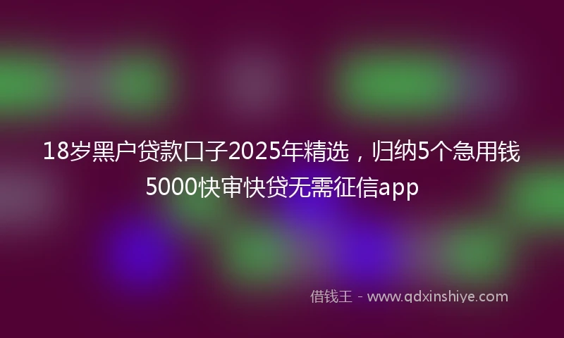 18岁黑户贷款口子2025年精选，归纳5个急用钱5000快审快贷无需征信app