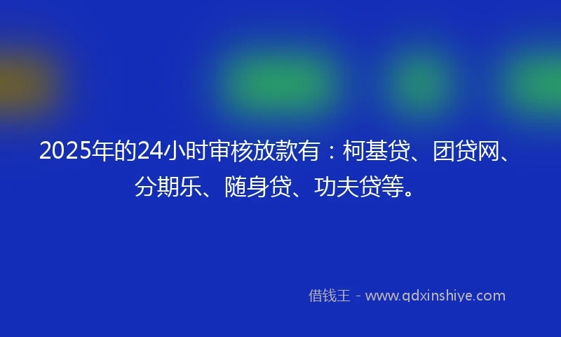 2025年的24小时审核放款有：柯基贷、团贷网、分期乐、随身贷、功夫贷等。
