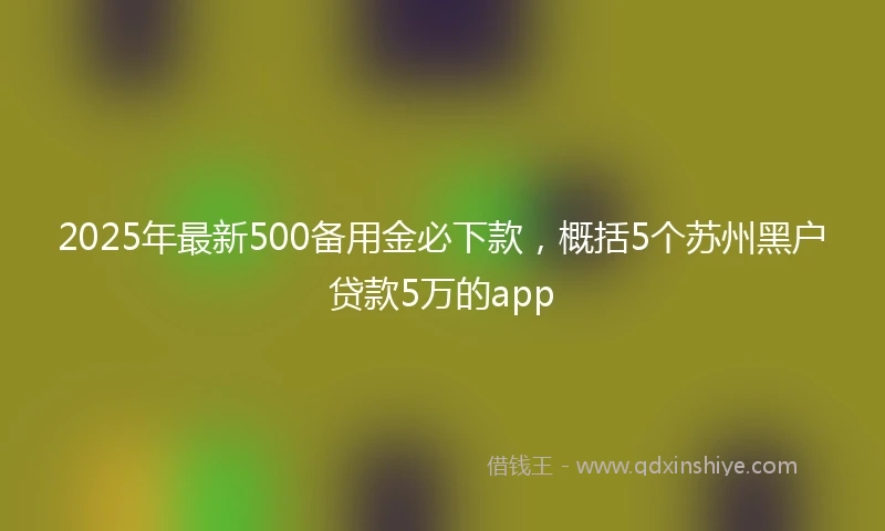 2025年最新500备用金必下款，概括5个苏州黑户贷款5万的app