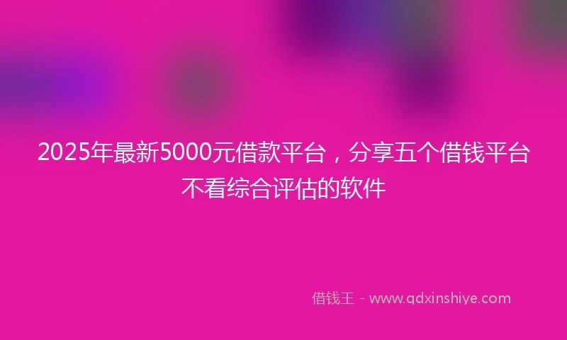 2025年最新5000元借款平台，分享五个借钱平台不看综合评估的软件