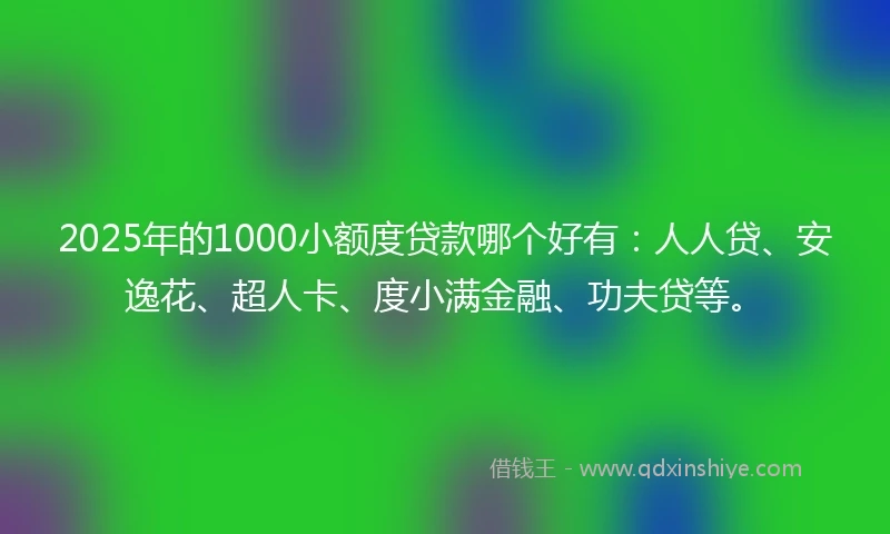 2025年的1000小额度贷款哪个好有：人人贷、安逸花、超人卡、度小满金融、功夫贷等。