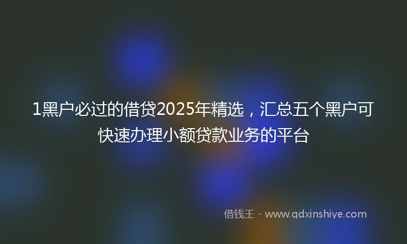 1黑户必过的借贷2025年精选，汇总五个黑户可快速办理小额贷款业务的平台