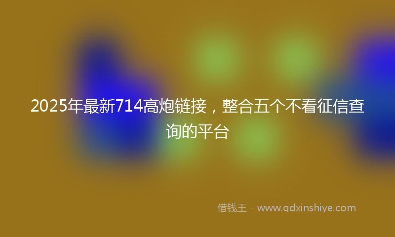 2025年最新714高炮链接，整合五个不看征信查询的平台
