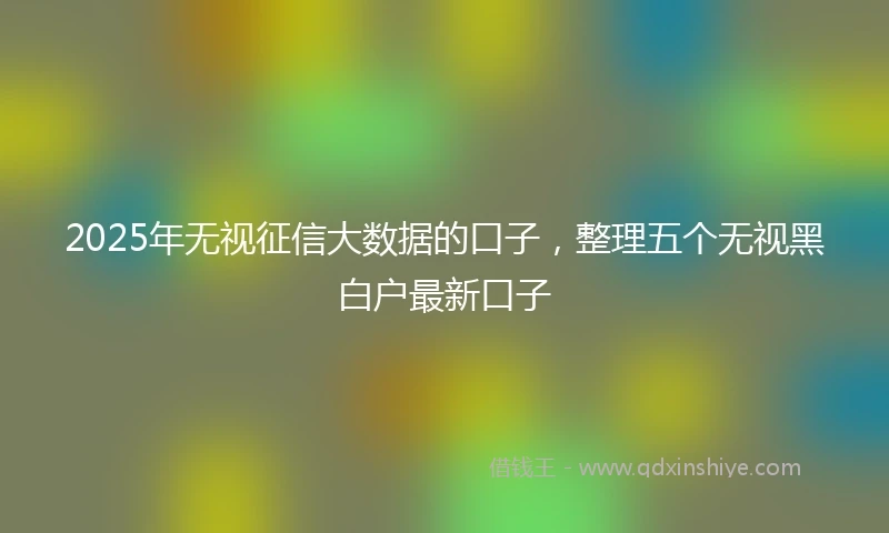 2025年无视征信大数据的口子，整理五个无视黑白户最新口子
