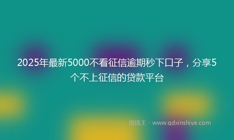 2025年最新5000不看征信逾期秒下口子，分享5个不上征信的贷款平台