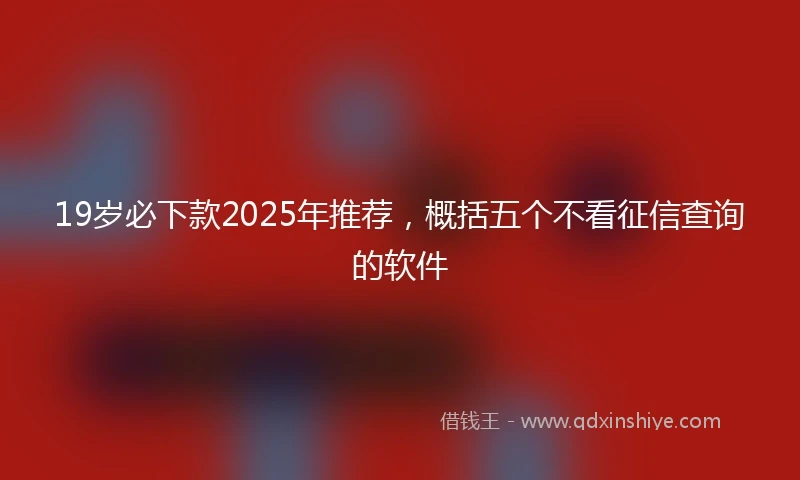 19岁必下款2025年推荐，概括五个不看征信查询的软件