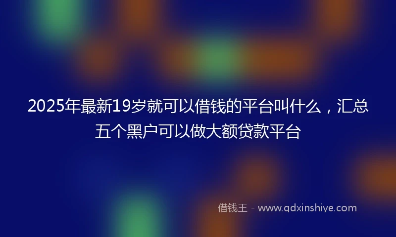 2025年最新19岁就可以借钱的平台叫什么，汇总五个黑户可以做大额贷款平台