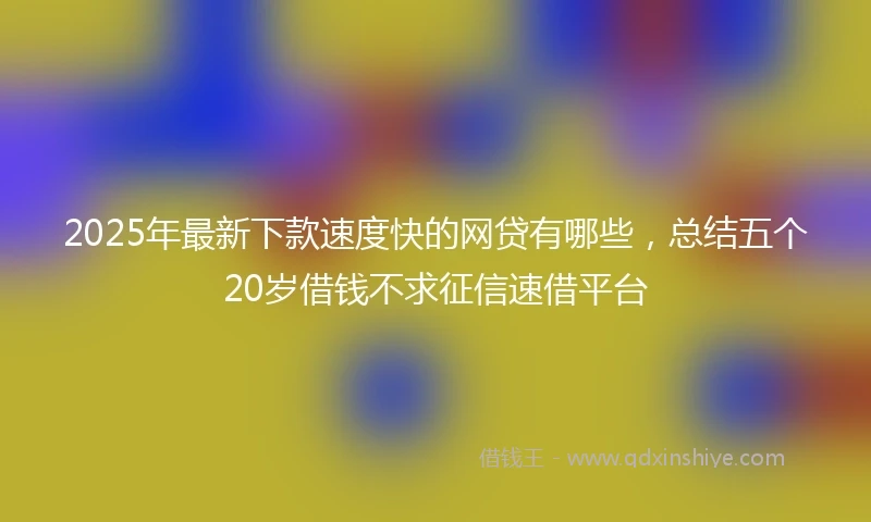 2025年最新下款速度快的网贷有哪些，总结五个20岁借钱不求征信速借平台