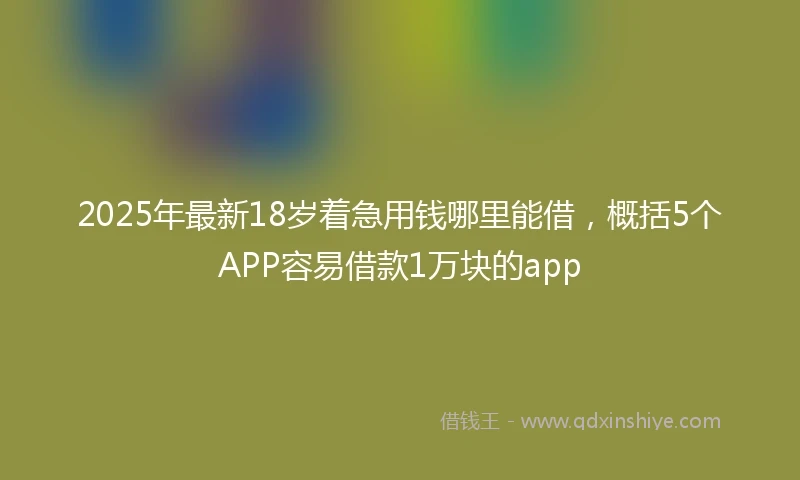 2025年最新18岁着急用钱哪里能借，概括5个APP容易借款1万块的app