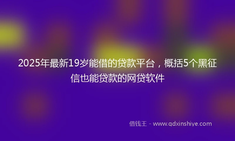 2025年最新19岁能借的贷款平台，概括5个黑征信也能贷款的网贷软件