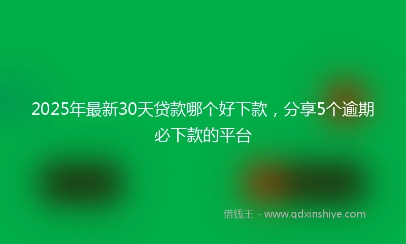 2025年最新30天贷款哪个好下款，分享5个逾期必下款的平台