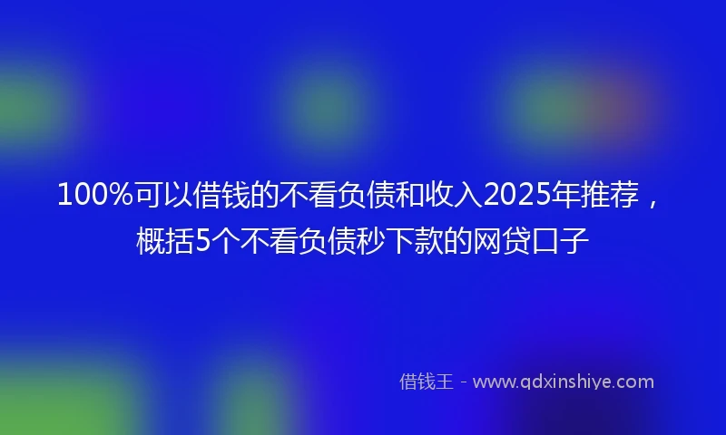 100%可以借钱的不看负债和收入2025年推荐，概括5个不看负债秒下款的网贷口子