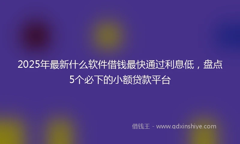 2025年最新什么软件借钱最快通过利息低，盘点5个必下的小额贷款平台