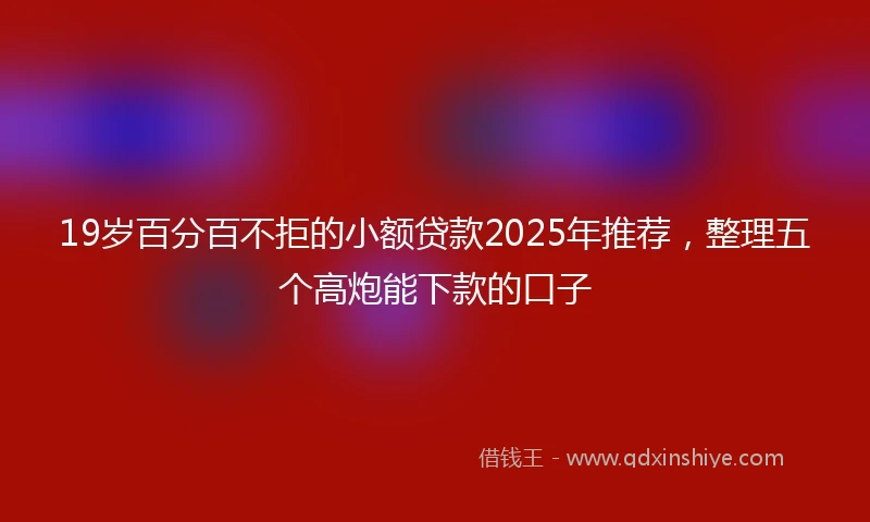 19岁百分百不拒的小额贷款2025年推荐，整理五个高炮能下款的口子