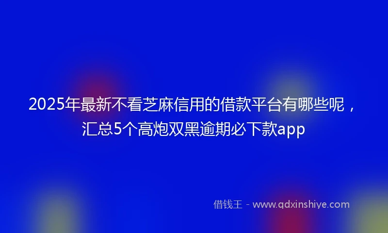 2025年最新不看芝麻信用的借款平台有哪些呢，汇总5个高炮双黑逾期必下款app