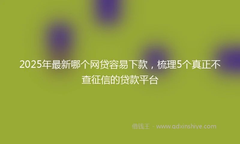 2025年最新哪个网贷容易下款，梳理5个真正不查征信的贷款平台