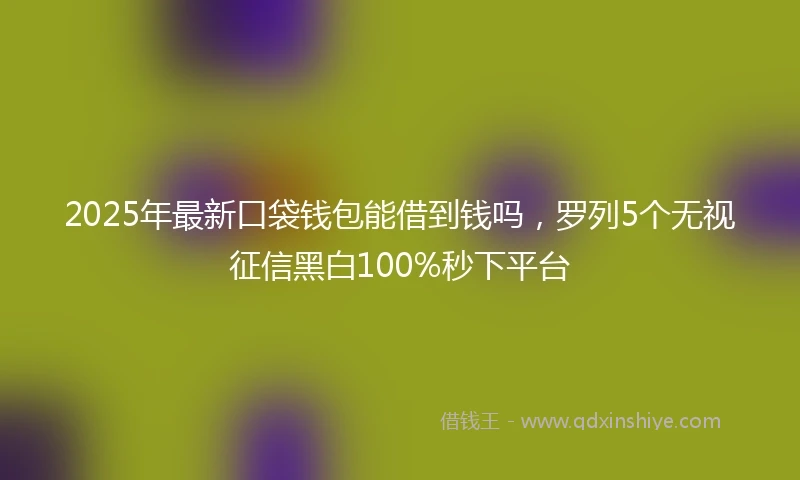 2025年最新口袋钱包能借到钱吗，罗列5个无视征信黑白100%秒下平台
