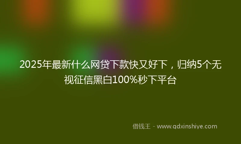 2025年最新什么网贷下款快又好下，归纳5个无视征信黑白100%秒下平台