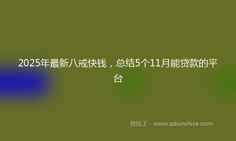 2025年最新八戒快钱，总结5个11月能贷款的平台